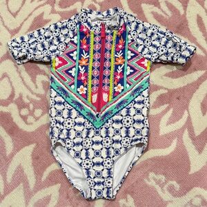 Hatley Blue and Pink Kids Swim Rashguard
